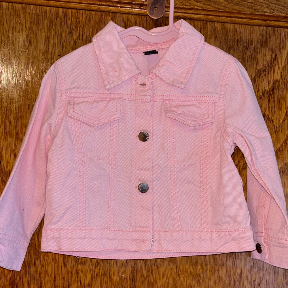 Girls' Pink Denim-Style Jacket - SHEIN